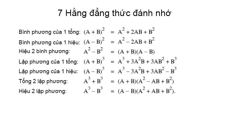 Bảy hằng đẳng thức đáng nhớ​