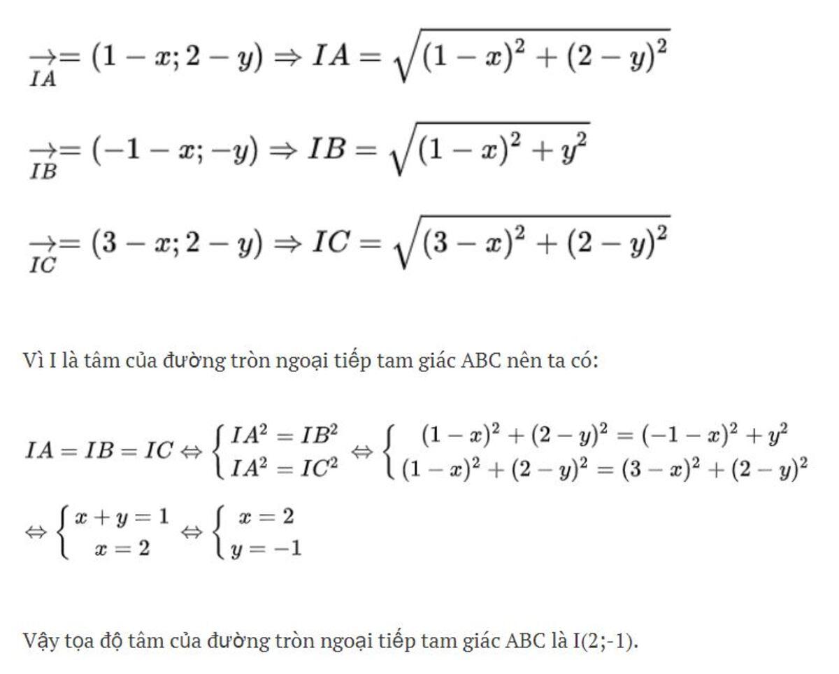 Tâm đường tròn ngoại tiếp tam giác