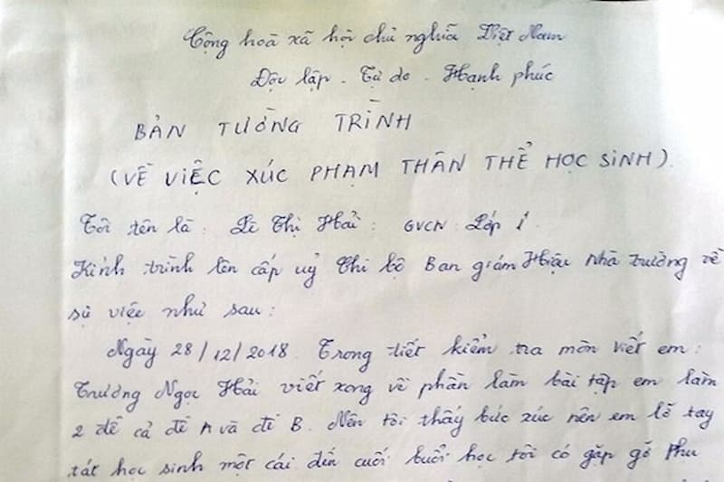 cách viết bản tường trình cấp 2